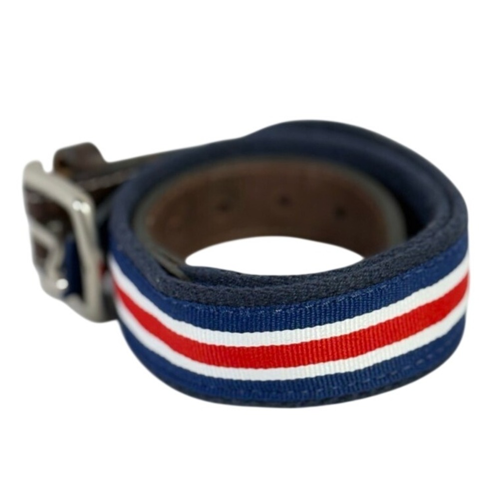 Vineyard Vines size 24 Men's Navy Blue Webbing & leather Belt Red White Stripes
